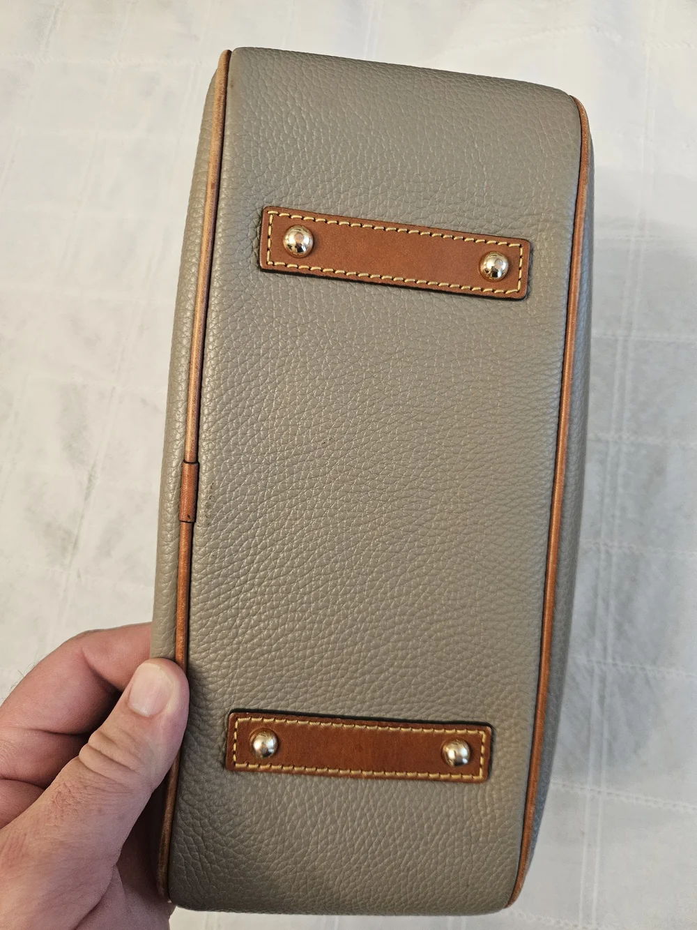 Dooney & Bourke Taupe Hobo with Tan Trim